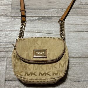 Michael Kors Beige Crossbody Bag with Gold Accents